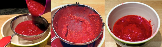 Straining Pureed Raspberries