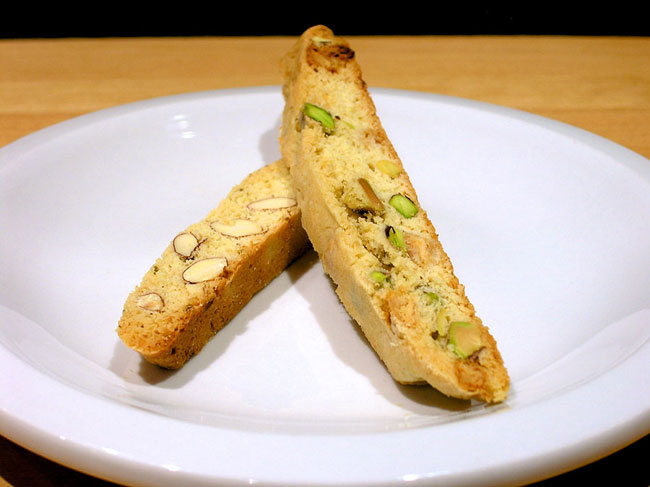 Almond and Anise Biscotti and Pistachio and White Chocolate Biscotti