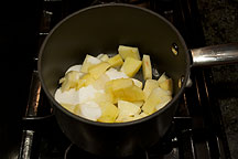 apple in a sauce pan over medium heat