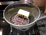 Place the butter and chocolate in a water bath