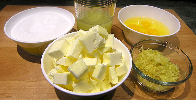 Lemon Curd ingredients