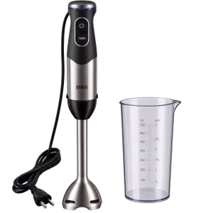 Immersion blender used for blending sauces, fillings, and baking ingredients